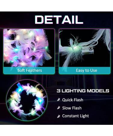 Feather Crown Headband with LED Lights - Adjustable Luminous Festival Hair Accessory for Women and Girls - Buy Online on GoSupps.com