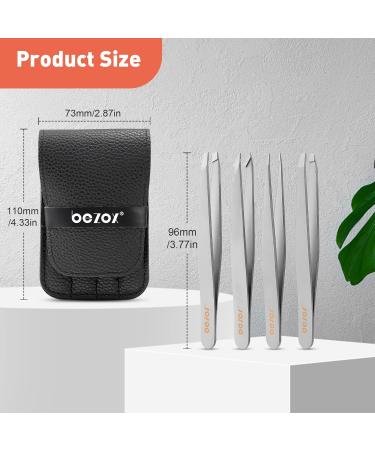 Fuckettes Set of 4 Stainless Steel Tweezers - Precision Eyebrow Plucking & Face Hair Removal | High Quality for Ingrown Hair Splinters & Blackheads - Durable Silver Finish - Buy Online on GoSupps.com