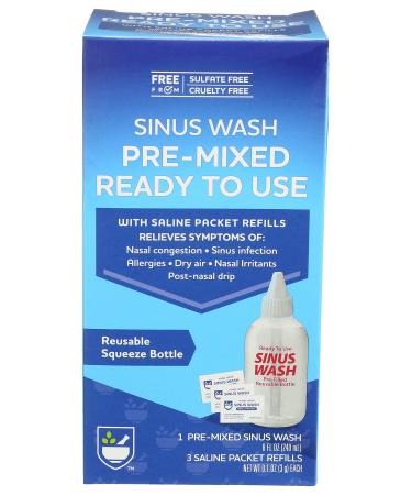 Rite Aid Sinus Wash Pre-Mixed and Ready-to-Use Rinse - 8 fl oz | Nasal Relief | Allergy Relief Saline Solution | Nasal Rinse | Sinus Relief Rinse Kit