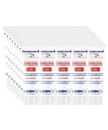 SORIFA - Pack of 40 - Dermécran - ANTI-GREASE protective paste - OILS - POWDERS - PIGMENTS - Hands and arms - High tolerance - 125 ml tube.