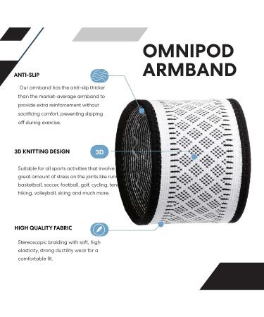 Diabetes Arm Band for Insulin Pod Monitoring Systems - White L-XL - Protects Omnipod, Dexcom, Freestyle Libre - Sports Arm Band with Replaceable Adhesive Tape - Buy Online on GoSupps.com