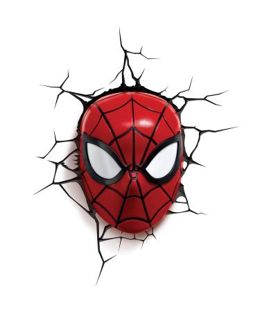 3D Light FX 816733002224 Spiderman Marvel Spider Man Mask 3D Wall Light Plastic Red Red Single