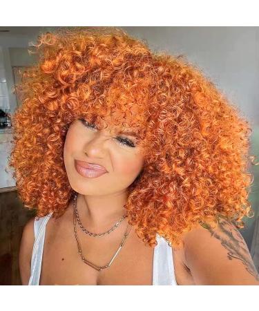 Colourfulpanda afro wig women wig curly ginger red wigs for women of course synthetic hair kinky curly tig with pony for black women (orange copper)
