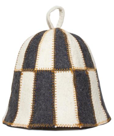 ASKOLD wool sauna hat embroidered cells gray / white Gray and White