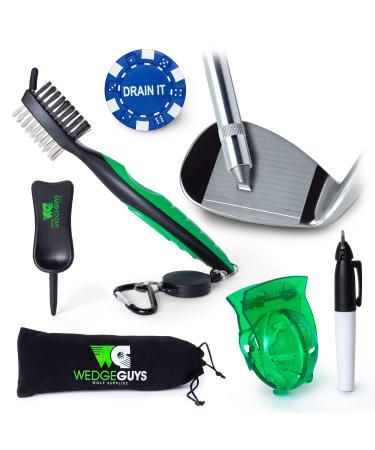 Wedge Guys Golf Bag Accessory Kits Options Include: Towel | Brush | Tees | Groove Sharpener | Ball Marker | Divot Tool Golf Accessories Club & Course Light Kit