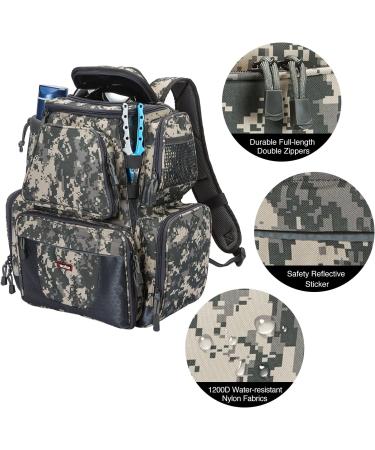 Piscifun Fishing Tackle Backpack - Large Waterproof Storage Bag with 4 Trays and Rain Cover | 4 Tackle Boxes Included (Khaki/Black/Camouflage) - Digital Camo - Buy Online on GoSupps.com