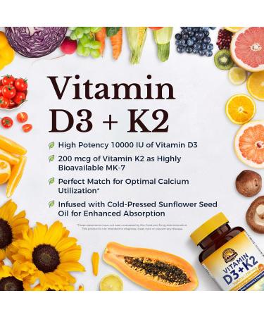 Vitalitown Vitamin D3 K2 + Zinc Supplement Bundle (Pack of 2) | D3 10 000 IU with K2 MK7 (Item 1) & Chelated Zinc 50 mg Supplement (Item 2) | 90 Softgels + 60 Veggie Capsules - Buy Online on GoSupps.com