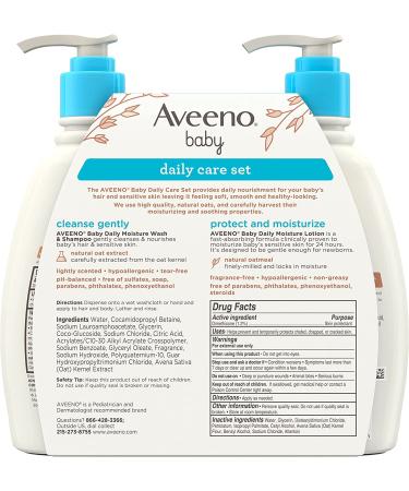 Aveeno Baby Daily Care Gift Set - Natural Oat Extract Moisturizing Lotion & 2-in-1 Bath WashShampoo - Buy Online on GoSupps.com