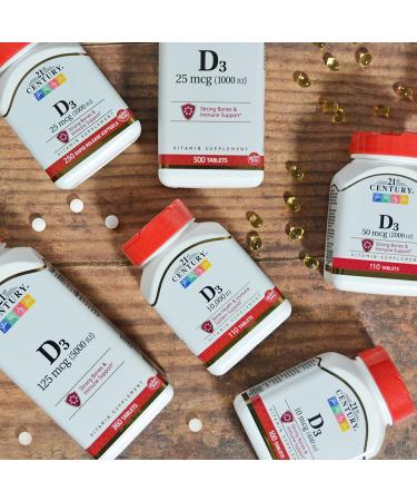 21st Century Vitamin D3 125 mcg (5000 IU) - 360 Tablets | Boost Immunity & Bone Health - Buy Online on GoSupps.com