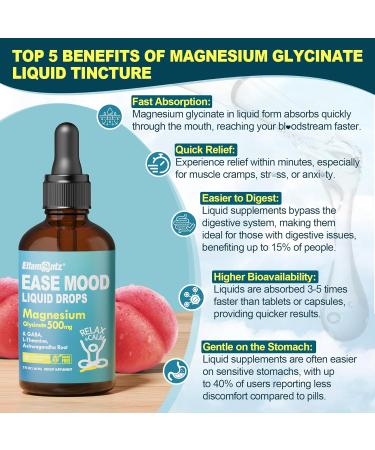 Magnesium Glycinate Liquid Drops for Kids Adults with GABA Ashwagandha L-Theanine Vitamin D3 B6 Saffron for Brain Calm Muscle Relaxation Mood Zzz- Calm Magnesium Supplement Vegan 2 Pack - Buy Online on GoSupps.com