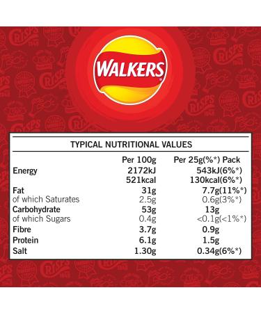 Walkers Ready Salted Multipack Crisps 6x25g (Pack of 4) 25 g (Pack of 24) - Buy Online on GoSupps.com