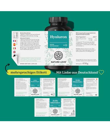 Nature Love Hyaluronic Acid Capsules with Zinc - 500mg Vegan 90 Pieces | High-Dosed Laboratory Tested No Additives Made in Germany - Buy Online on GoSupps.com