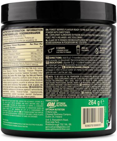 Optimum Nutrition Electrolyte Powder Forest Fruit ReadytoUse Formula Sodium Magnesium Potassium Nutritional Supplement for Workouts and Intense Training 264 g 33 Servings - Buy Online on GoSupps.com