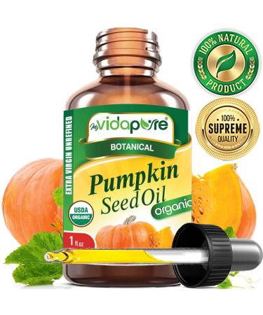 MYVIDAPURE Organic PUMPKIN SEED OIL Certified Organic WILD GROWTH RAW Pure EXTRA VIRGIN UNREFINED for Skin, Face, Body, Hair and Lip Care (1 Fl Oz) 1 Fl Oz (Pack of 1) - Buy Online on GoSupps.com