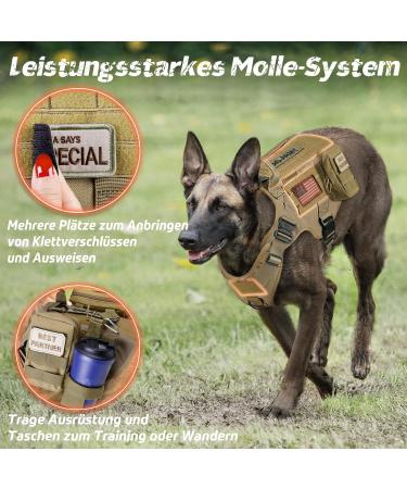 Rabbitgoo No Pull Dog Harness for Medium & Large Dogs - Tactical Vest with Handle & Metal Buckle Adjustable Padded Dog Vest for XL Brown - Premium Military Safety Design - Buy Online on GoSupps.com