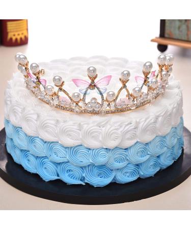 Rose Gold Princess Tiara for Girls - Handmade Butterfly Crown for Birthday, Performance, Catwalk - Crystal Hair Accessories - Buy Online on GoSupps.com