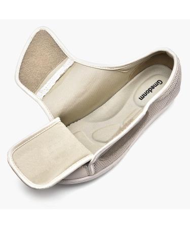 Gmedonm Women's Adjustable Wide Shoes for Diabetic Edema & Plantar Fasciitis - Beige 9.5 Wide - Buy Online on GoSupps.com