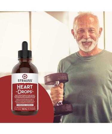 Strauss Naturals Heartdrops - Herbal Heart Support Supplement with European Mistletoe Aged Garlic Extract 100 ml Cinnamon Flavour Soy Free - Buy Online on GoSupps.com