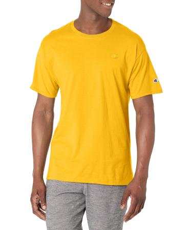 Champion Men's Unisex Cotton T-Shirt, Classic Tee, C Logo Large Team Gold