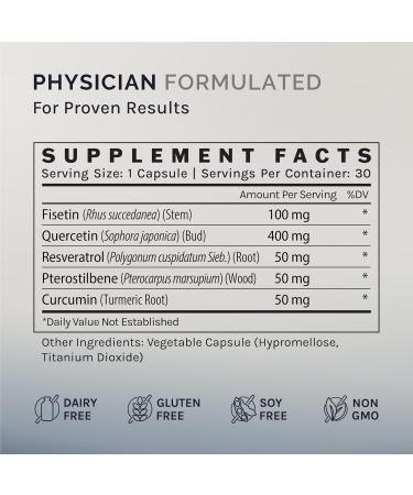 InfiniWell Senolytic Longevity Supplements - Optimize Cellular Aging Help Support Cognitive Function & Neurological Processing - with Resveratrol Pterostilbene & Quercetin (30 Capsules) - Buy Online on GoSupps.com