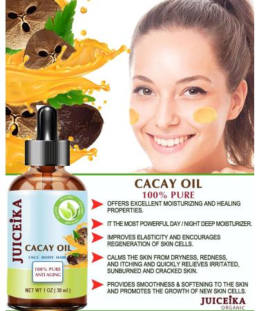 CACAY OIL 100% Pure Natural Virgin Unrefined Cold-Pressed Carrier Oil - 1 Fl oz (30 ml) for Face Skin Body Hair Lip & Nails - International Shipping Available - Buy Online on GoSupps.com