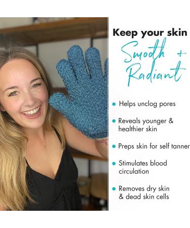 Exfoliating Bath Gloves for Shower - 2 Pairs, Medium Exfoliation | Body Scrub Shower Scrubber for Women & Men - Buy Online on GoSupps.com