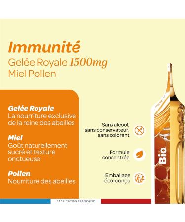 SUPERDIET -ROYALE JEL E 1500MG ORGANIC - Royal jelly honey pollen bio-Immune defenses-French manufacture-20 ampoules of 10 ml - Buy Online on GoSupps.com