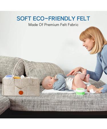Large Khaki Diaper Caddy Organizer for Changing Table - Nursery Storage Bin Basket with Handle - Felt Diaper Holder Suitable for Indoor Outdoor - Buy Online on GoSupps.com