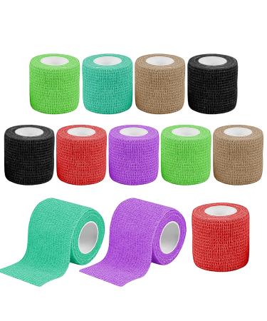 12PCs self -adhering bandage 5cmx4.5cm self -adhesive association Cohesive bandages elastic pet vet wrap for horses dogs & humans - self -adhering & elastic bandage - adhesive bandage self -adhesive