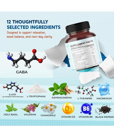 GABA 5-HTP L-Tryptophan Ashwagandha Chamomile L-Theanine Magnesium 150 count (pack of 1) - Buy Online on GoSupps.com