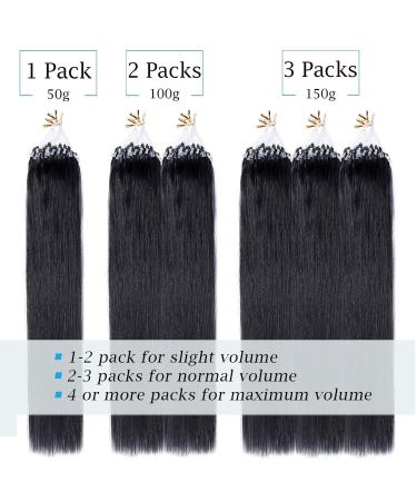Buy SEGO Microring Extensions - Real Human Hair Natural Black #1B 18 (45cm) 50g Micro Loop Hair Extensions - Buy Online on GoSupps.com