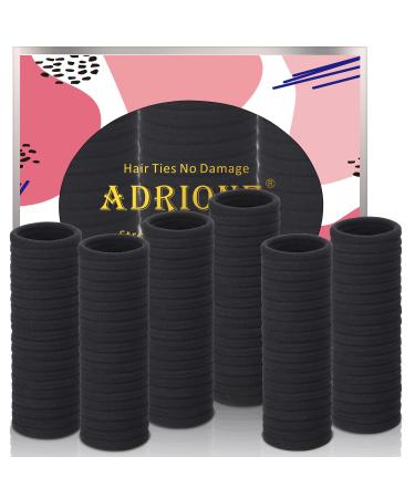 ADRIONE Black Hair Ties No Damage 120 Pack Black Hair Ties for Women Girls Curly Hair Seamless Black Hair Tie No Damage Hair ties for Thick Hair Black Elastic Hair Ties No Damage for Men Bun Hair Tie