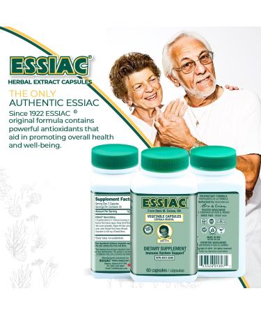 ESSIAC Tea All-Natural Herbal Extract Capsules 60 Capsules | Powerful Antioxidant Blend to Help Promote Overall Health & Well-Being | Original Formula Since 1922 - Buy Online on GoSupps.com