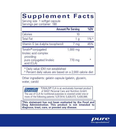 Pure Encapsulations CLA 1000mg Softgels | Supports Healthy Body Composition | 180 Count - Buy Online on GoSupps.com