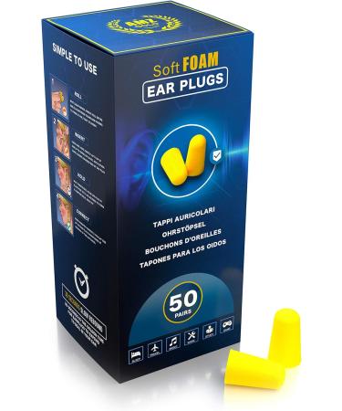 50 Pairs AMZ Gold Earplugs for Sleeping - Soft Foam Comfortable & Noise-Damping | Best Insulation for Restful Sleep - Buy Online on GoSupps.com