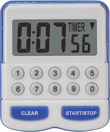 TFA Dostmann Electronic Timer & Stopwatch - Digital Kitchen Timer in White/Blue | Compact Size L 64 x W 25 x H 76 mm - International Shipping Available - Buy Online on GoSupps.com
