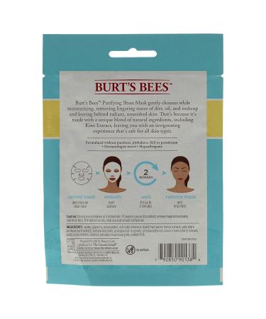 Burt's Bees Purifying Sheet Mask with Kiwi Extract 0.33 oz - Natural Skincare - Buy Online on GoSupps.com
