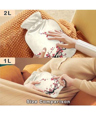 Naanle Retro Japanese Cherry Blossom Hot Water Bottle - 2L Transparent Heat Bottle for Pain Relief & Therapy - Buy Online on GoSupps.com