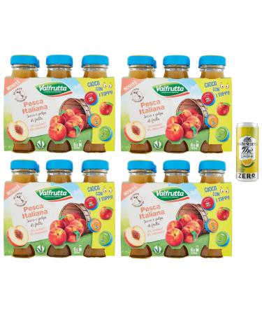 Valfrutta Succhi di Frutta Pasca Lot de 24 jus de fruits aux p ches italiennes boisson sans alcool 125 ml + 1 bo te de th glac San Benedetto au citron sans sucre 330 ml