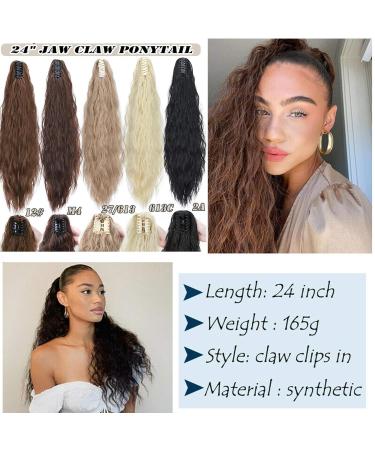 Ponytail Extension Clip-In 60cm Dark Black Wavy Hair Braid - Realistic Hair Corn Wave Clip with Clamp - Buy Online on GoSupps.com