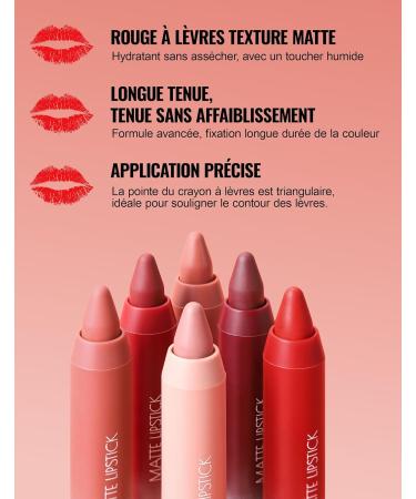Erinde Rouge L vres Longue Tenue 2 en 1 Crayon L vres & Rouge L vres Mat Waterproof Haute Pigmentation Texture Velours Confort & Hydratation #02 - Buy Online on GoSupps.com