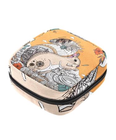 Menstrual Pad Bag with Zipper Ladies Napkin Pouch Tampons Collection Bag for Women and Girls (Squirrel)