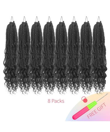 Niseyo 12 Inch Curly Ends Goddess Box Braids Crochet Hair 8 Pack - 1B Color for Black Women - Buy Online on GoSupps.com