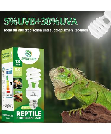 Repti Home 13W UVB Lamp 5.0 for Turtles Birds Lizards & Chameleons - E27 Terrarium Light for Reptiles & Amphibians - Buy Online on GoSupps.com