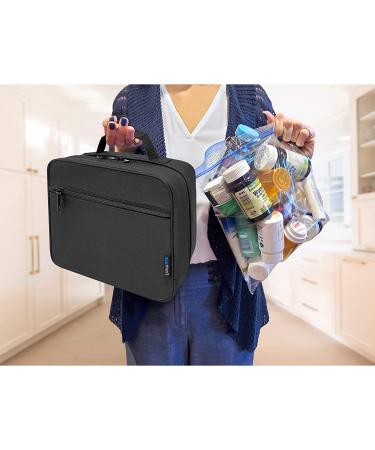StarPlus2 Large Padded Pill Bottle Organizer - Black Medicine Bag for Medications & Vitamins - Home & Travel Storage Case - Fixed Pockets - Large Size - Buy Online on GoSupps.com