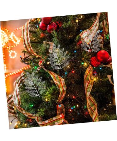 Abaodam 5pcs Christmas Simulated Leaves Gold Dining Table Christmas Glitter Stems Creative Pendant Bride Silver 41x20x0.1cm - Buy Online on GoSupps.com