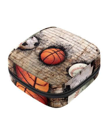 Menstruation pad bag with zipper women's napkin bag tampons collection bags for women and girls (basketball baseball football)
