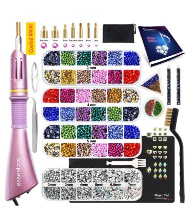 Bedazzler Kit with Rhinestones, Hotfix Applicator, DIY Hot Fix Rhinestone  Setter, Hot Fixed Wand Tool Kit, 3560 Pcs, Crystal AB, Clear, 14 Colors,  w/Self-adhesive Gems, Tweezer, Gem Picker, Trays, Bag