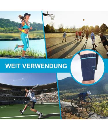 Ruilala Compression Thigh Bandage for Men & Women - Ventilated Support with Non-Slip Silicone for Muscle Tear Recovery - 2-Piece Set (Blue Medium) - Buy Online on GoSupps.com