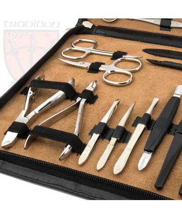 3 Swords Germany 23 Piece Manicure Pedicure Kit in Fashion Leather Case - Professional Nail Care Set by 3 Swords (0293) - Black/Synthetic Leather - Buy Online on GoSupps.com